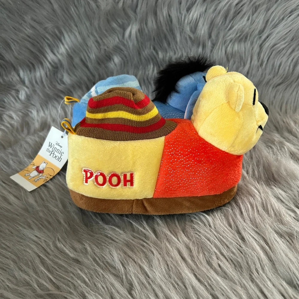Disney Winnie The Pooh Plush Slippers‎ Toddler Girls Size 9-10 Slip On Shoes
